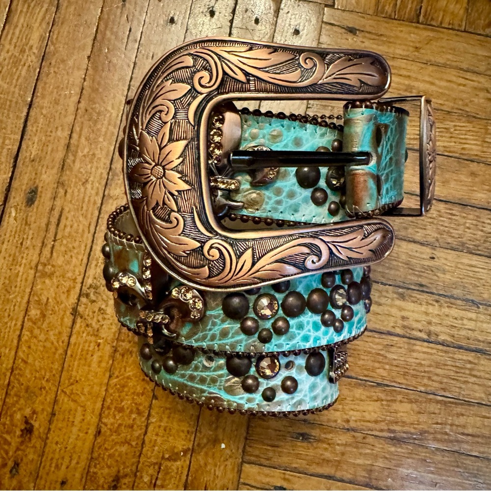 B.B. Simon Turquoise Belt /Swarovski Crystals Size 34